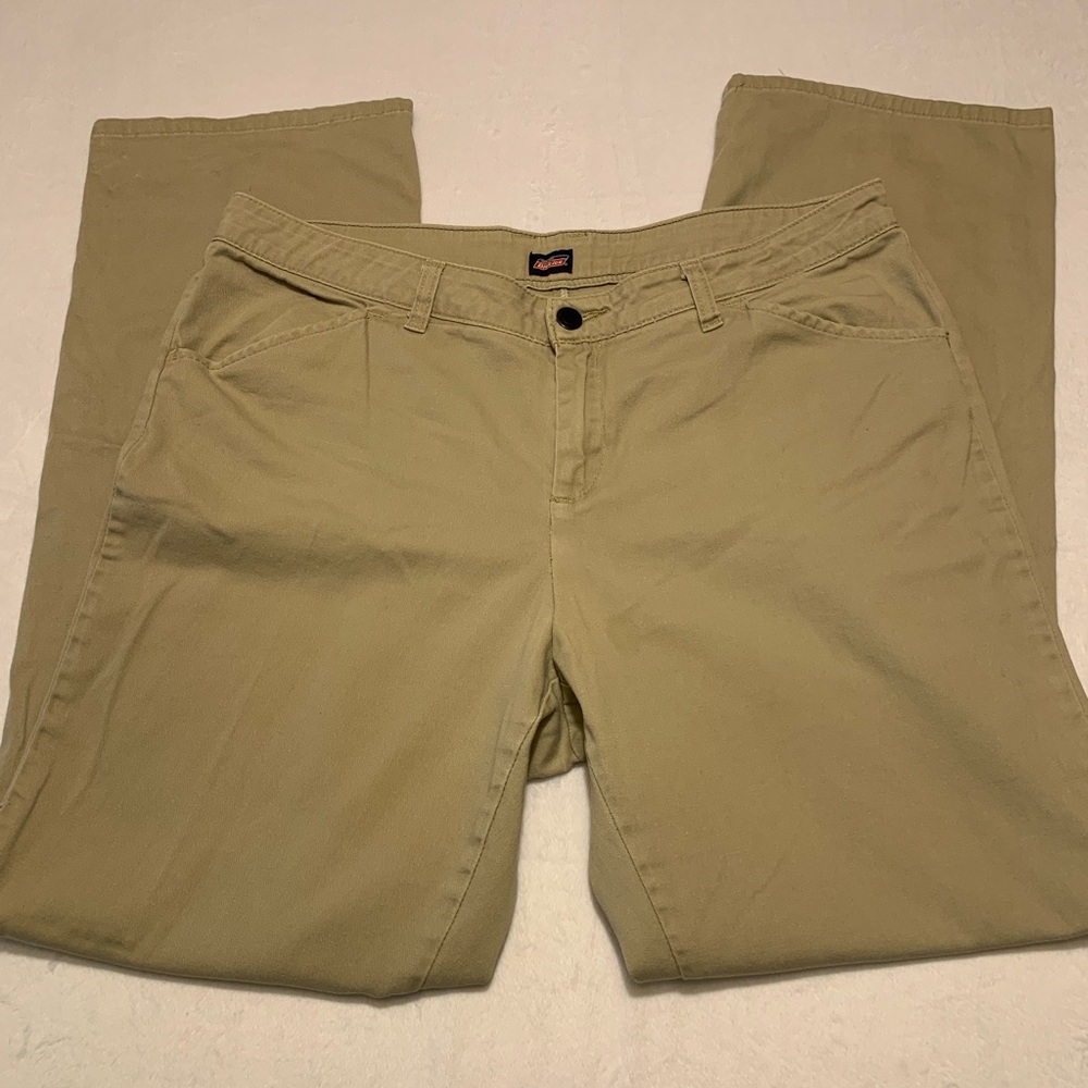 Dickies Women's Slim Fit Boot Cut Pants Size 10 Regular , Tan Comfort Stretch - Picture 2 of 9